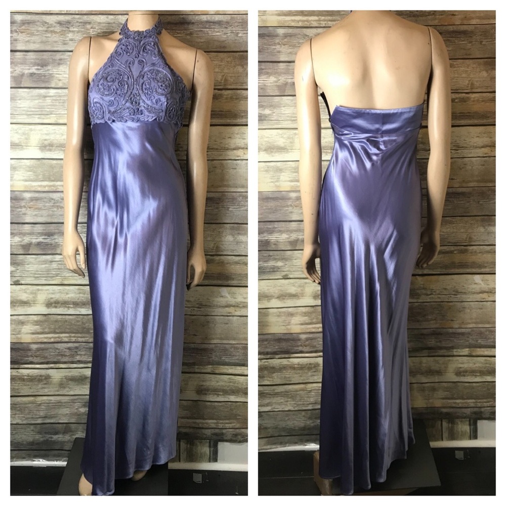 Zum Zum Prom Dress purple 3 4 halter beaded satin